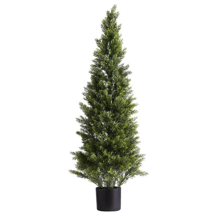 Artificial Topiary Cedar Trees, 2 Set 1219mm Faux Pine Shrubs Plants, Fake Silk Tree Look Real, Easy Assembly for Decor Front Porch Outdoor Patio Garden Balcony Backyard Indoor Office.
