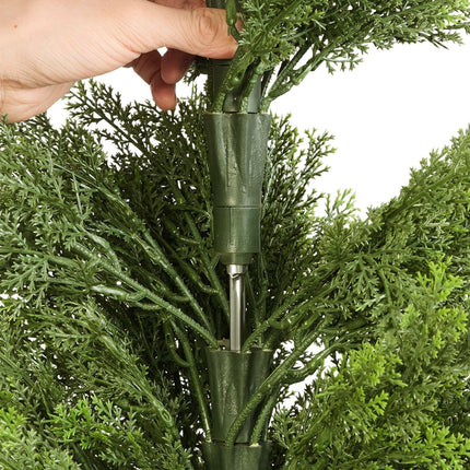 Artificial Topiary Cedar Trees, 2 Set 1219mm Faux Pine Shrubs Plants, Fake Silk Tree Look Real, Easy Assembly for Decor Front Porch Outdoor Patio Garden Balcony Backyard Indoor Office.