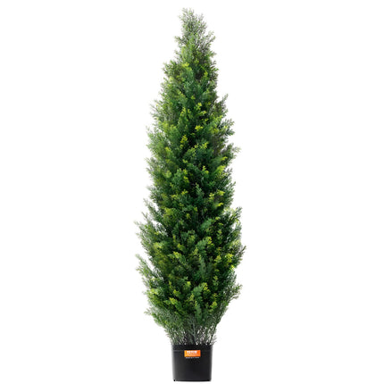 2 Pack 5' Artificial Cedar Topiary Tree Faux Plant UV Decor In/Outdoor.