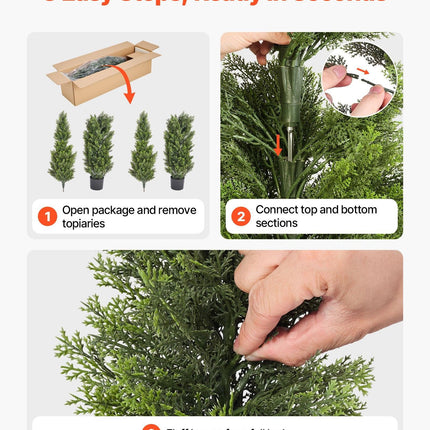 Artificial Topiary Cedar Trees, 2 Set 1524mm Faux Pine Shrubs Plants, Fake Silk Tree Look Real, Easy Assembly for Decor Front Porch Outdoor Patio Garden Balcony Backyard Indoor Office.