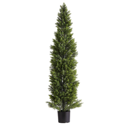 Artificial Topiary Cedar Trees, 2 Set 1524mm Faux Pine Shrubs Plants, Fake Silk Tree Look Real, Easy Assembly for Decor Front Porch Outdoor Patio Garden Balcony Backyard Indoor Office.
