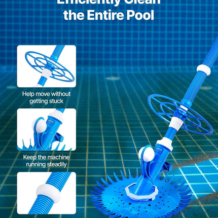 Suction Pool Cleaner, Automatic Pool Vacuum Cleaner, Suction Side Automatic Pool Cleaner, Suction Vacuum Pool Sweeper with 12 Hoses, for In-ground and Above-ground Pool Up to 609.6 x 1066.8 cm.