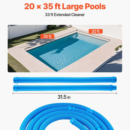 Suction Pool Cleaner, Automatic Pool Vacuum Cleaner, Suction Side Automatic Pool Cleaner, Suction Vacuum Pool Sweeper with 12 Hoses, for In-ground and Above-ground Pool Up to 609.6 x 1066.8 cm.