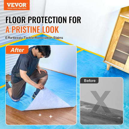 Carpet Protection Film, 40" x 84' Floor and Surface Shield, Easy to Cut Simple Installation, Fiber Fabric Car Mat Protection Film Roll for Construction & Renovation,Blue.