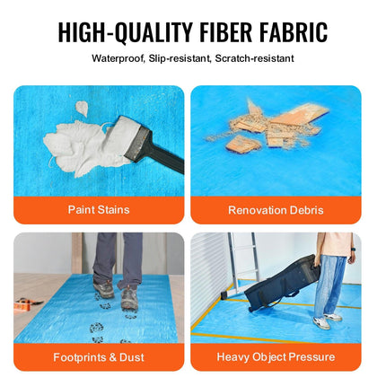 Carpet Protection Film, 40" x 84' Floor and Surface Shield, Easy to Cut Simple Installation, Fiber Fabric Car Mat Protection Film Roll for Construction & Renovation,Blue.