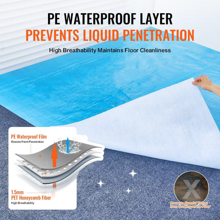 Carpet Protection Film, 40" x 84' Floor and Surface Shield, Easy to Cut Simple Installation, Fiber Fabric Car Mat Protection Film Roll for Construction & Renovation,Blue.