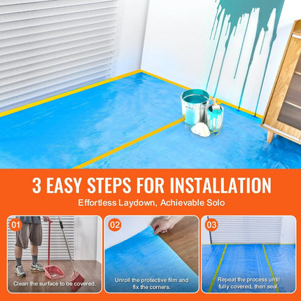 Carpet Protection Film, 40" x 84' Floor and Surface Shield, Easy to Cut Simple Installation, Fiber Fabric Car Mat Protection Film Roll for Construction & Renovation,Blue.