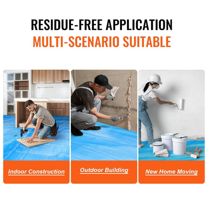 Carpet Protection Film, 40" x 84' Floor and Surface Shield, Easy to Cut Simple Installation, Fiber Fabric Car Mat Protection Film Roll for Construction & Renovation,Blue.