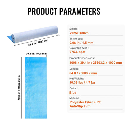 Carpet Protection Film, 40" x 84' Floor and Surface Shield, Easy to Cut Simple Installation, Fiber Fabric Car Mat Protection Film Roll for Construction & Renovation,Blue.