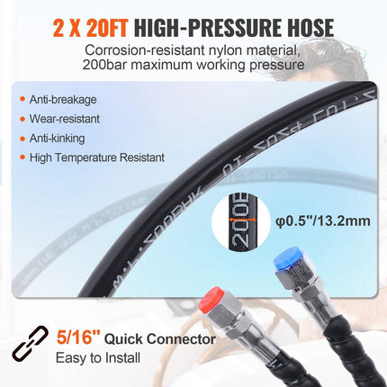150HP Hydraulic Outboard Steering Kit Boat Marine System, Built-in Two-Way Lock Cylinder, 150HP Pump and High-Strength Nylon Hose for Single Station, Single-Engine use.