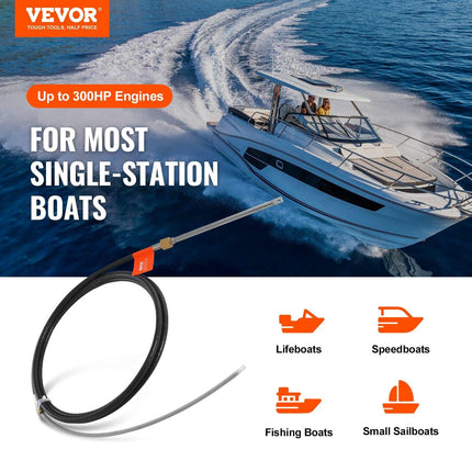 Boat Steering Cable, 17 Feet Outboard Marine Rotary Steering Cable, 1/2 Ton High Tensile Strength, Steel Steering Wheel Cable Compatible with Most Single-Station Outboard Steering Systems.