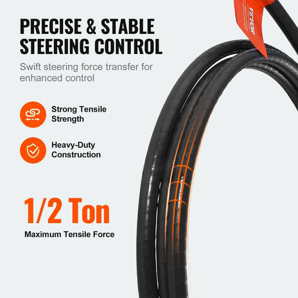 Boat Steering Cable, 17 Feet Outboard Marine Rotary Steering Cable, 1/2 Ton High Tensile Strength, Steel Steering Wheel Cable Compatible with Most Single-Station Outboard Steering Systems.