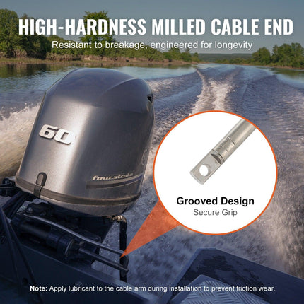 Boat Steering Cable, 17 Feet Outboard Marine Rotary Steering Cable, 1/2 Ton High Tensile Strength, Steel Steering Wheel Cable Compatible with Most Single-Station Outboard Steering Systems.