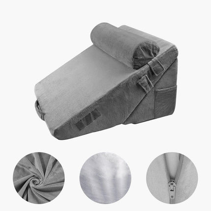 Bed Wedge Pillow for Sleeping, 3 Pcs Adjustable Orthopedic Bed Wedge Set, with Washable Cover & Foam Support, Post Surgery Pillow for Acid Reflux, Back Pain, Snoring Relief & GERD, Dark Grey.