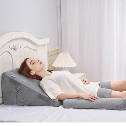 Bed Wedge Pillow for Sleeping, 3 Pcs Adjustable Orthopedic Bed Wedge Set, with Washable Cover & Foam Support, Post Surgery Pillow for Acid Reflux, Back Pain, Snoring Relief & GERD, Dark Grey.