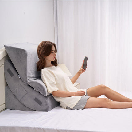 Wedge Pillow for Sleeping, 4 Pcs Adjustable Orthopedic Bed Wedge Set, Support Leg Neck Shoulder, Post Surgery Pillow for Back Pain, Acid Reflux, Snoring Relief, Sitting up in Bed, Dark Grey.