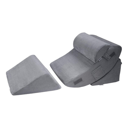 Wedge Pillow for Sleeping, 4 Pcs Adjustable Orthopedic Bed Wedge Set, Support Leg Neck Shoulder, Post Surgery Pillow for Back Pain, Acid Reflux, Snoring Relief, Sitting up in Bed, Dark Grey.