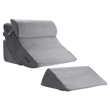 Wedge Pillow for Sleeping, 4 Pcs Adjustable Orthopedic Bed Wedge Set, Support Leg Neck Shoulder, Post Surgery Pillow for Back Pain, Acid Reflux, Snoring Relief, Sitting up in Bed, Dark Grey.