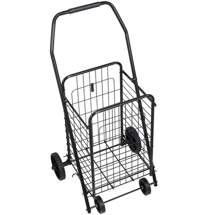 Shopping Cart, Folding Grocery Utility Cart with Swivel Wheels, 40.8 kg Large Load Capacity, Heavy Duty Rolling Laundry Basket Butler for Laundry, Shopping, Camping, Grocery, Luggage, Black.