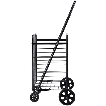 Shopping Cart, Folding Grocery Utility Cart with Swivel Wheels, 40.8 kg Large Load Capacity, Heavy Duty Rolling Laundry Basket Butler for Laundry, Shopping, Camping, Grocery, Luggage, Black.