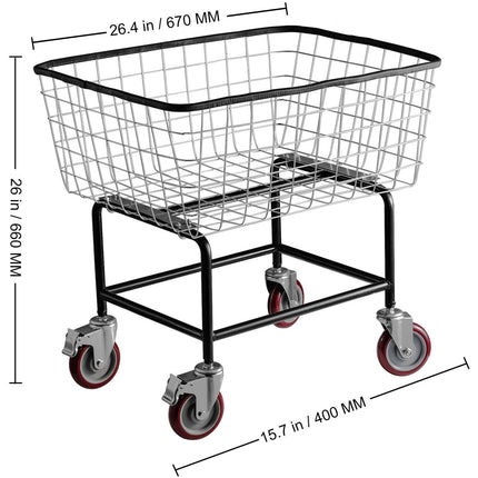 Wire Laundry Cart Wire Laundry Basket 4.5 Bushel Heavy Duty w/ 5'' Wheels.