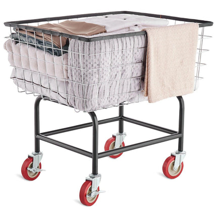 Wire Laundry Cart Wire Laundry Basket 2.8 Bushel Heavy Duty w/ 4'' Wheels.