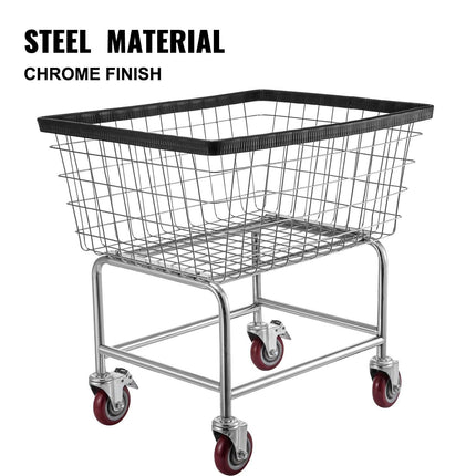 Wire Laundry Cart Wire Laundry Basket 2.8 Bushel Heavy Duty w/ 4'' Wheels.
