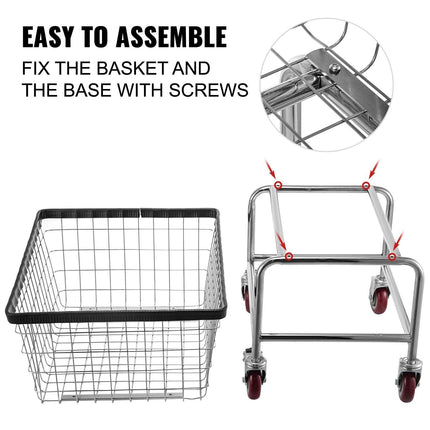 Wire Laundry Cart Wire Laundry Basket 2.8 Bushel Heavy Duty w/ 4'' Wheels.