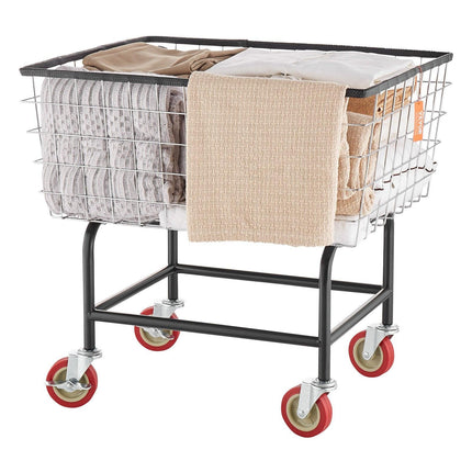 Wire Laundry Cart Wire Laundry Basket 2.8 Bushel Heavy Duty w/ 4'' Wheels.