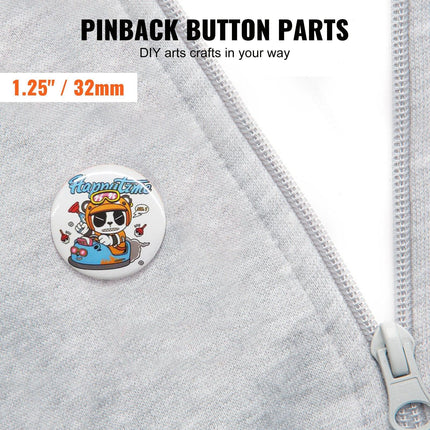 1.25" 32mm Button Badge Parts Supplies for Button Maker Machine 500 Sets.