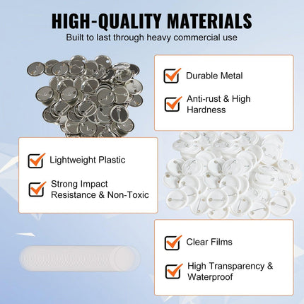 1.25" 32mm Button Badge Parts Supplies for Button Maker Machine 500 Sets.