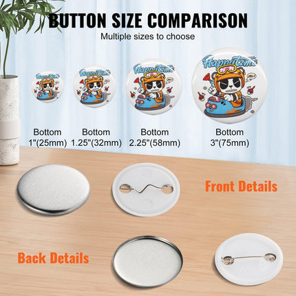 1.25" 32mm Button Badge Parts Supplies for Button Maker Machine 500 Sets.