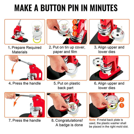 1.25" 32mm Button Badge Parts Supplies for Button Maker Machine 500 Sets.