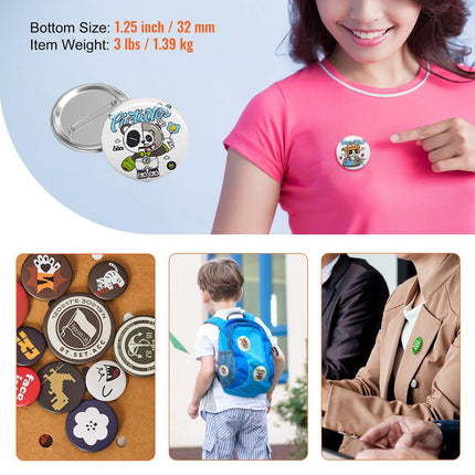 1.25" 32mm Button Badge Parts Supplies for Button Maker Machine 500 Sets.
