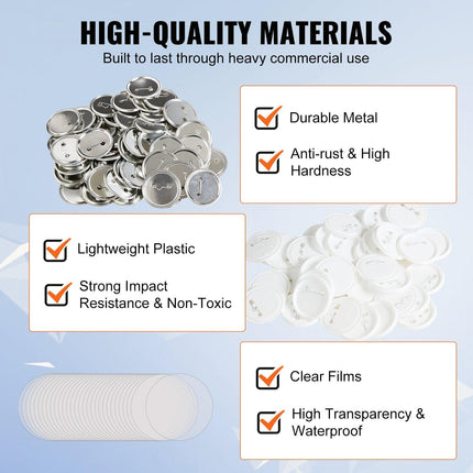 2.25" 58mm Button Badge Parts Supplies for Button Maker Machine 500 Sets.