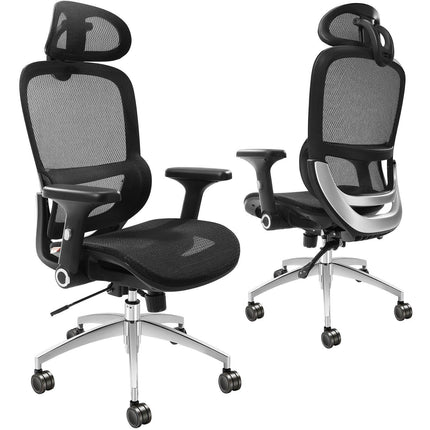 Mesh Office Chair, Adjustable High Back Desk Chair with Mesh Seat, Angle and Height Adjustable Home Office Chair with Lumbar and Head Support, Swivel Computer Task Chair.