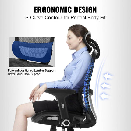 Mesh Office Chair, Adjustable High Back Desk Chair with Mesh Seat, Angle and Height Adjustable Home Office Chair with Lumbar and Head Support, Swivel Computer Task Chair.