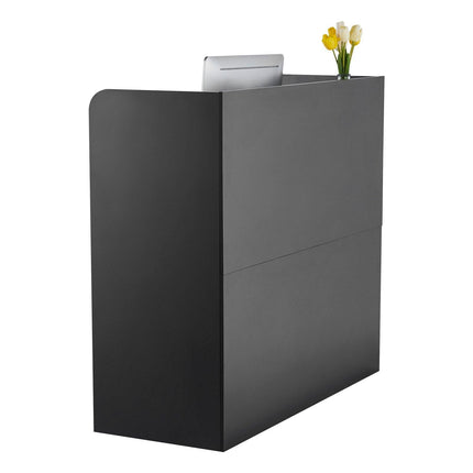 Reception Desk, 1200 x 480 x 1100 mm Rectangular Front Counter Table, Office Reception Counter with Lockable Drawer and Storage Cabinet, for Checkout, Lobby, Beauty Salon and Office, Black.