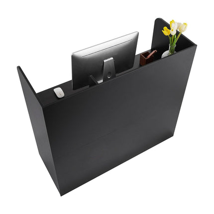 Reception Desk, 1200 x 480 x 1100 mm Rectangular Front Counter Table, Office Reception Counter with Lockable Drawer and Storage Cabinet, for Checkout, Lobby, Beauty Salon and Office, Black.