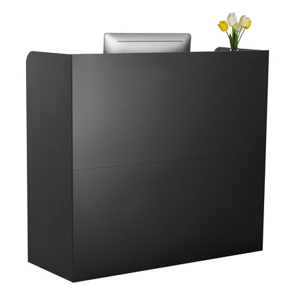 Reception Desk, 1200 x 480 x 1100 mm Rectangular Front Counter Table, Office Reception Counter with Lockable Drawer and Storage Cabinet, for Checkout, Lobby, Beauty Salon and Office, Black.