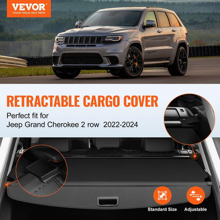 Retractable Cargo Cover for Jeep Grand Cherokee 2 Row 2022-2024 OEM Design.