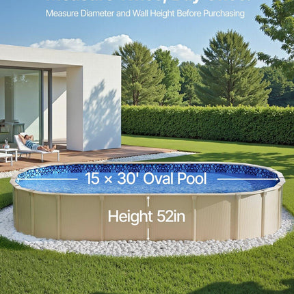 Oval Pool Liner 15x30ft Unibead Style Pool Liner 52in Wall Height.