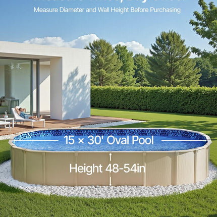 Oval Pool Liner 15x30ft Overlap Style Pool Liner 54in Wall Height.