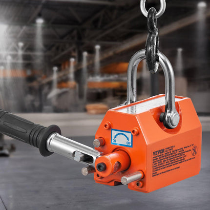 Magnetic Lifter, 100 kg/220 lbs Pulling Capacity, 2.5 Safety Factor, Neodymium & Steel, Lifting Magnet with Release, Permanent Lift Magnets, Heavy Duty Magnet for Hoist, Shop Crane, Block, Board.