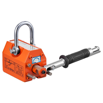 Magnetic Lifter, 100 kg/220 lbs Pulling Capacity, 2.5 Safety Factor, Neodymium & Steel, Lifting Magnet with Release, Permanent Lift Magnets, Heavy Duty Magnet for Hoist, Shop Crane, Block, Board.