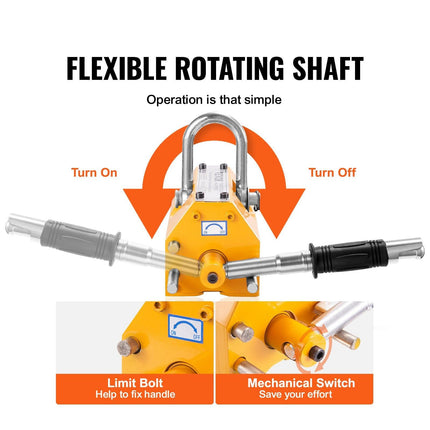 VEVOR Magnetic Lifter, 300 kg Pulling Capacity, 2.5 Safety Factor, Neodymium & Steel, Lifting Magnet with Release, Permanent Lift Magnets, Heavy Duty Magnet for Hoist, Shop Crane, Block, Board.