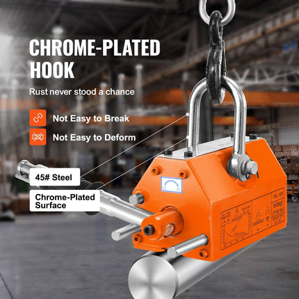 VEVOR Magnetic Lifter, 1000kg Pulling Capacity, 2.5 Safety Factor, Neodymium & Steel, Lifting Magnet with Release, Permanent Lift Magnets, Heavy Duty Magnet for Hoist, Shop Crane, Block, Board.
