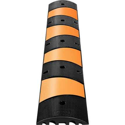 VEVOR Rubber Speed Bump, 1 Pack 2 Channel Speed Bump Hump, 72.8\" Long Modular Speed Bump Rated 22000 LBS Load Capacity, 72.8 x 12.2 x 2.2 Garage Speed Bump for Asphalt Concrete Gravel Driveway-6 FT.