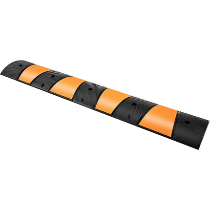 VEVOR Rubber Speed Bump, 1 Pack 2 Channel Speed Bump Hump, 72.8\" Long Modular Speed Bump Rated 22000 LBS Load Capacity, 72.8 x 12.2 x 2.2 Garage Speed Bump for Asphalt Concrete Gravel Driveway-6 FT.