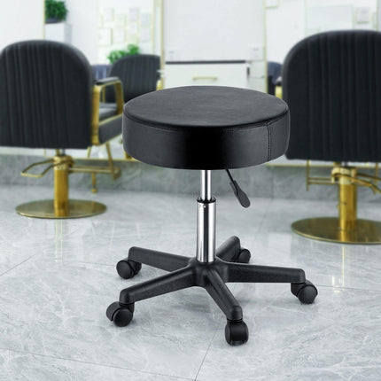 Rolling Stools with Wheels, 400 LBS Weight Capacity Adjustable Height Stool with Ultra-Thick Seat Cushion, Swivel Stools Chair for Salon, Bar, Home, Office, Tatoo, Medical, Massage, Black.